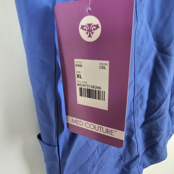 Med Couture Activate 4 Way Stretch Scrub Top Medical Blue - Ceil Women's Size XL - Picture 9 of 12